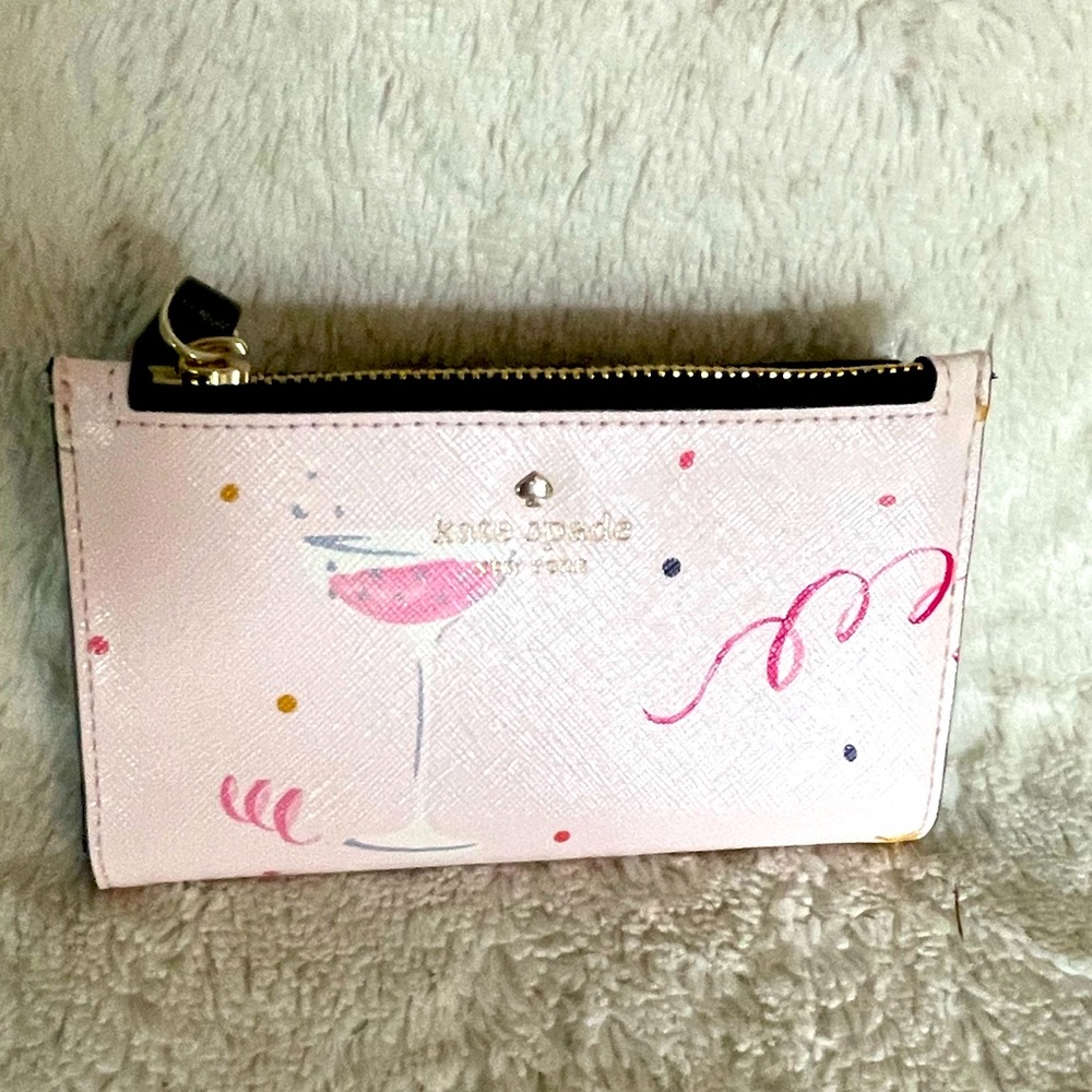 New Kate Spade Small Champagne Theme Wallet